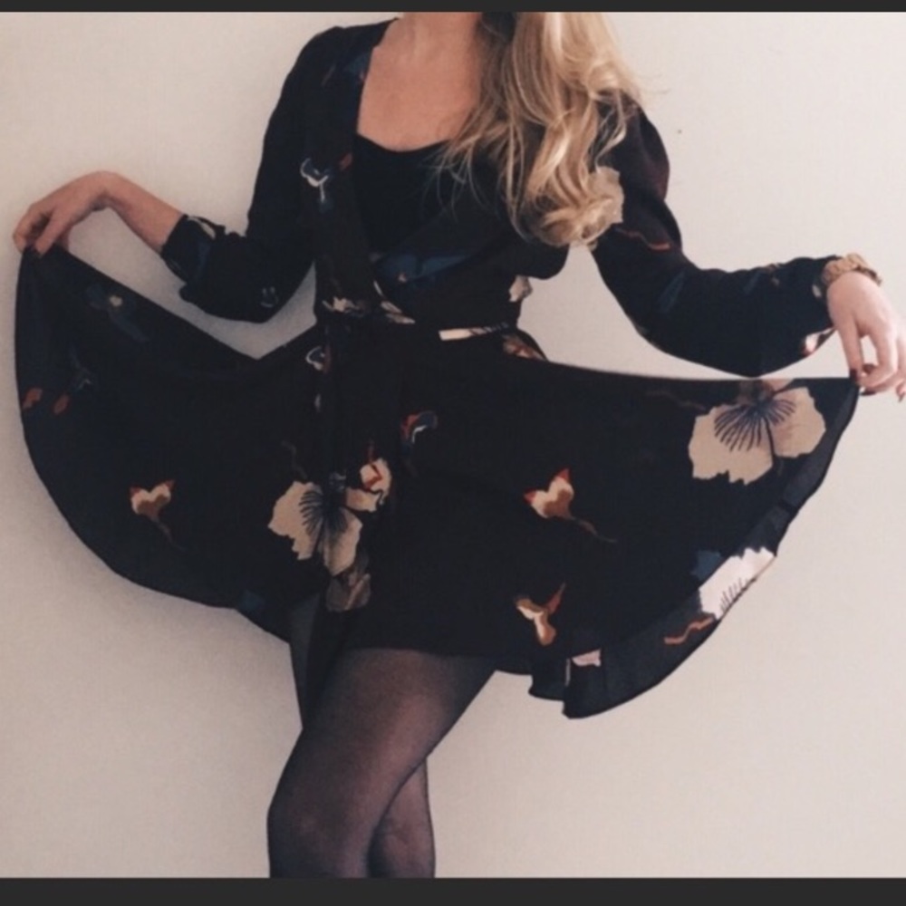 Brownish/maroon floral wrap dress